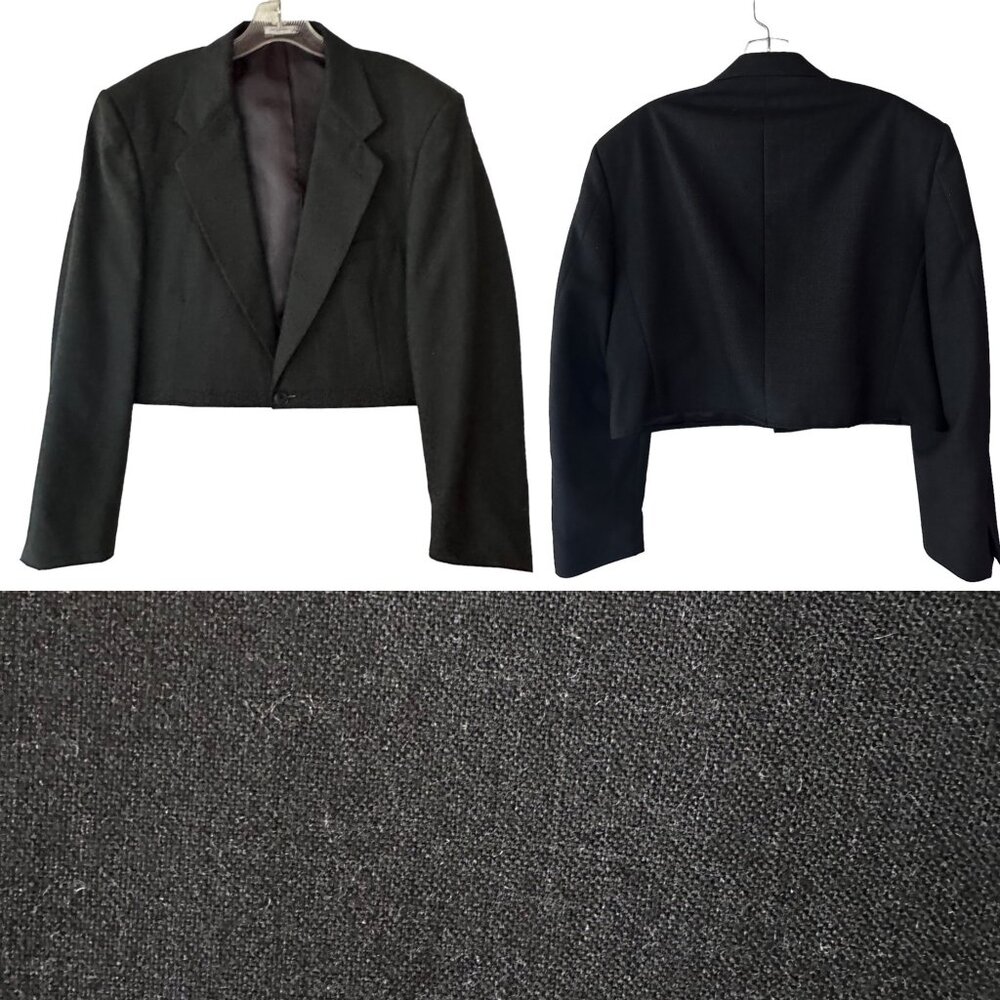 Cropped Vintage Oversized Michael Lawrence Blazer Charcoal Wool One Size Upcycle